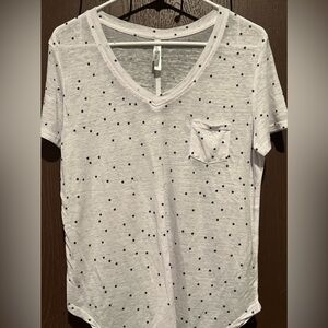 White causal shirt with navy blue stars